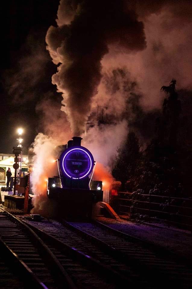 53808 at the steam illuminations, Watercress Line, 28 November 2021.