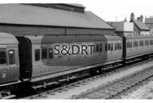 Car 882, engine shed, water tower, Templecombe mpd, 06-07-38
