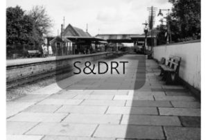 Highbridge GWR station looking north along platform towards S&D crossing, 1960s