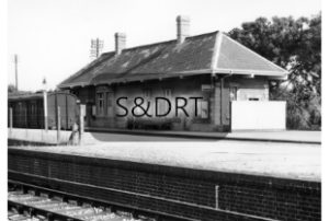 Highbridge S&D station building, looking north from platform 5, 1960s