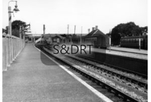 Highbridge S&D station from platform 5, carriages in other platforms, 1960s