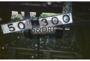 Masbury; gradient post at end of up platform, Summer 1961