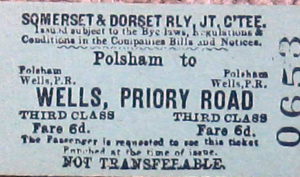 SDJR Replica Ticket - Polsham to Wells, Adult Single
