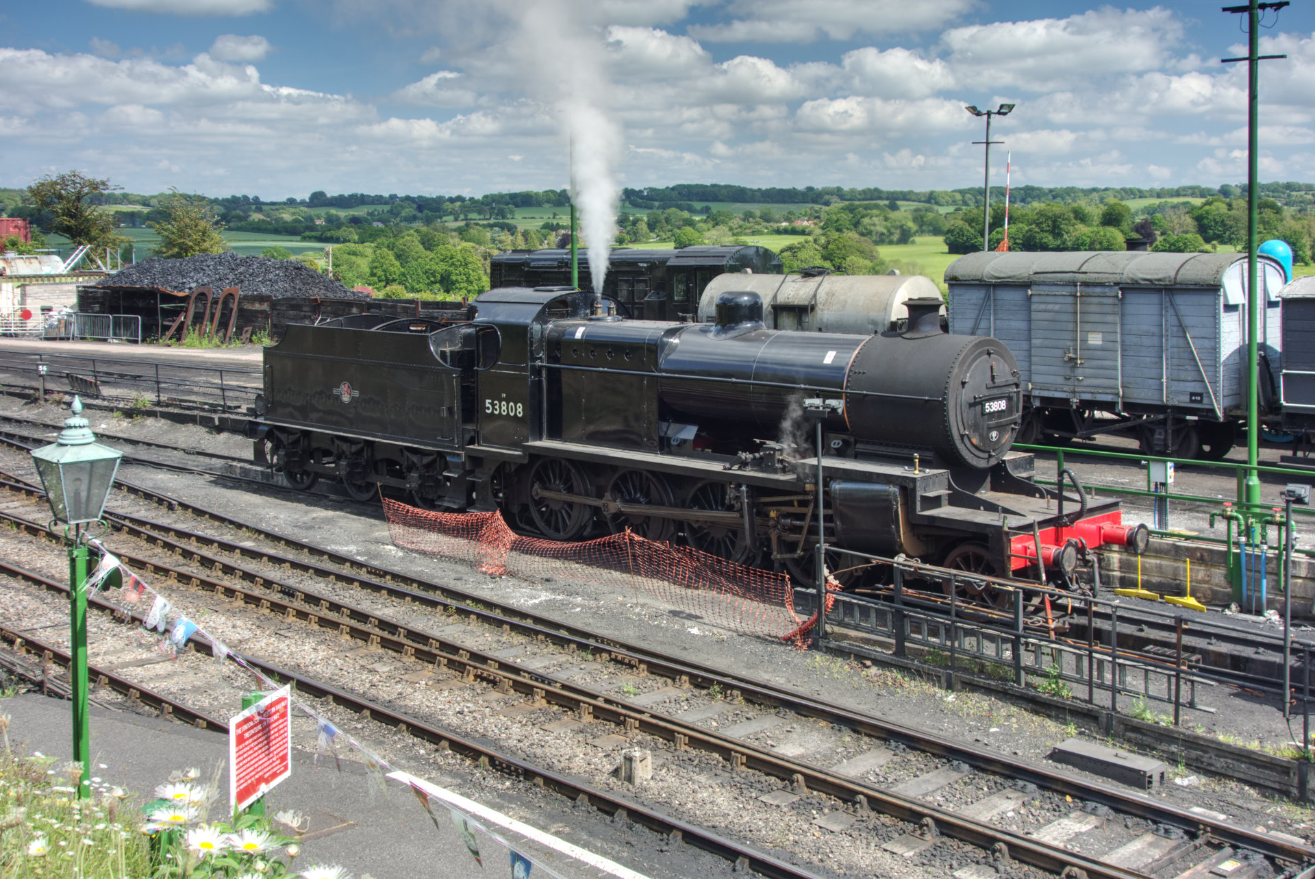 53808 on a steam test at Ropley