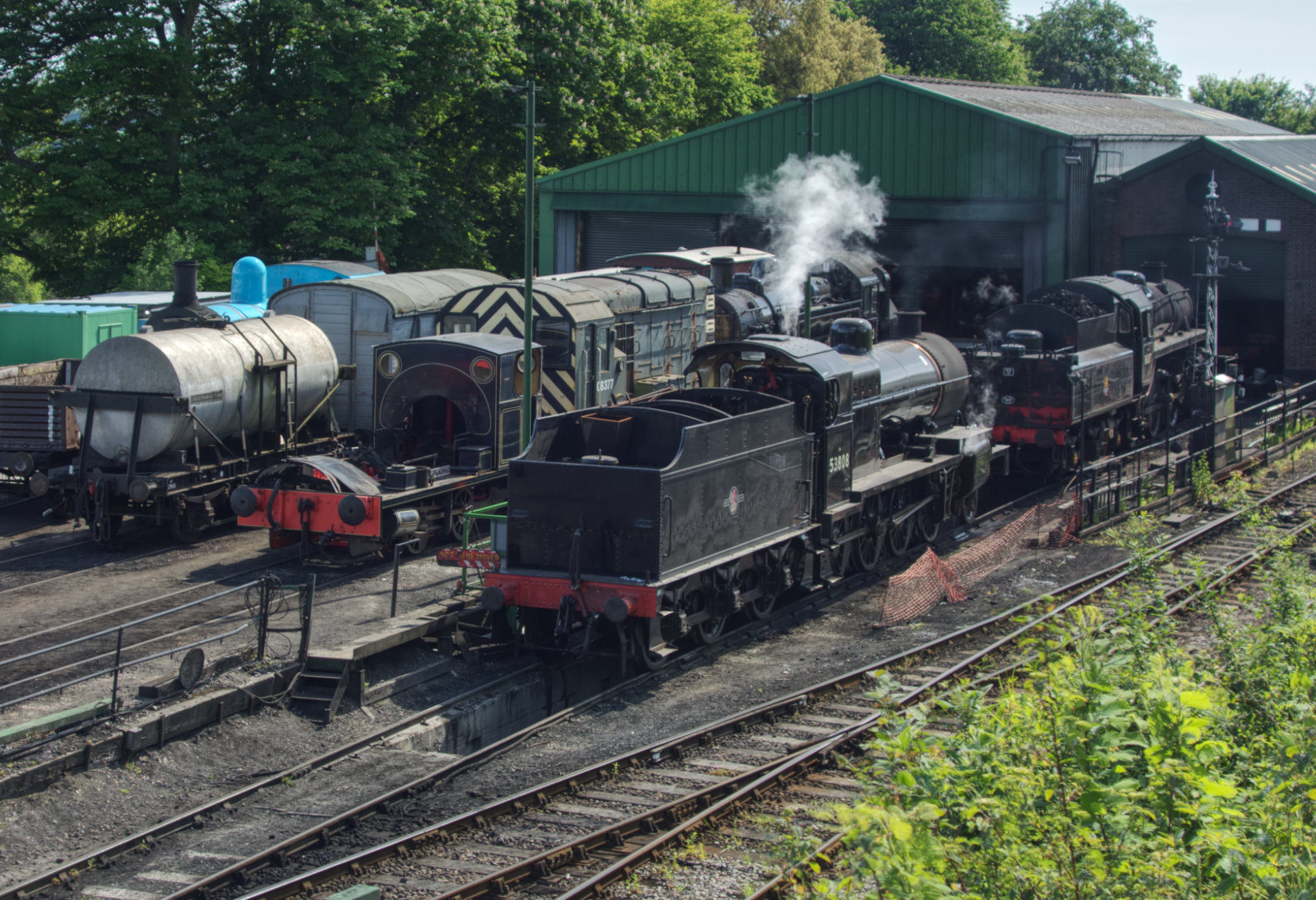 53808 on steam test at Ropley with Kilmersdon alongside