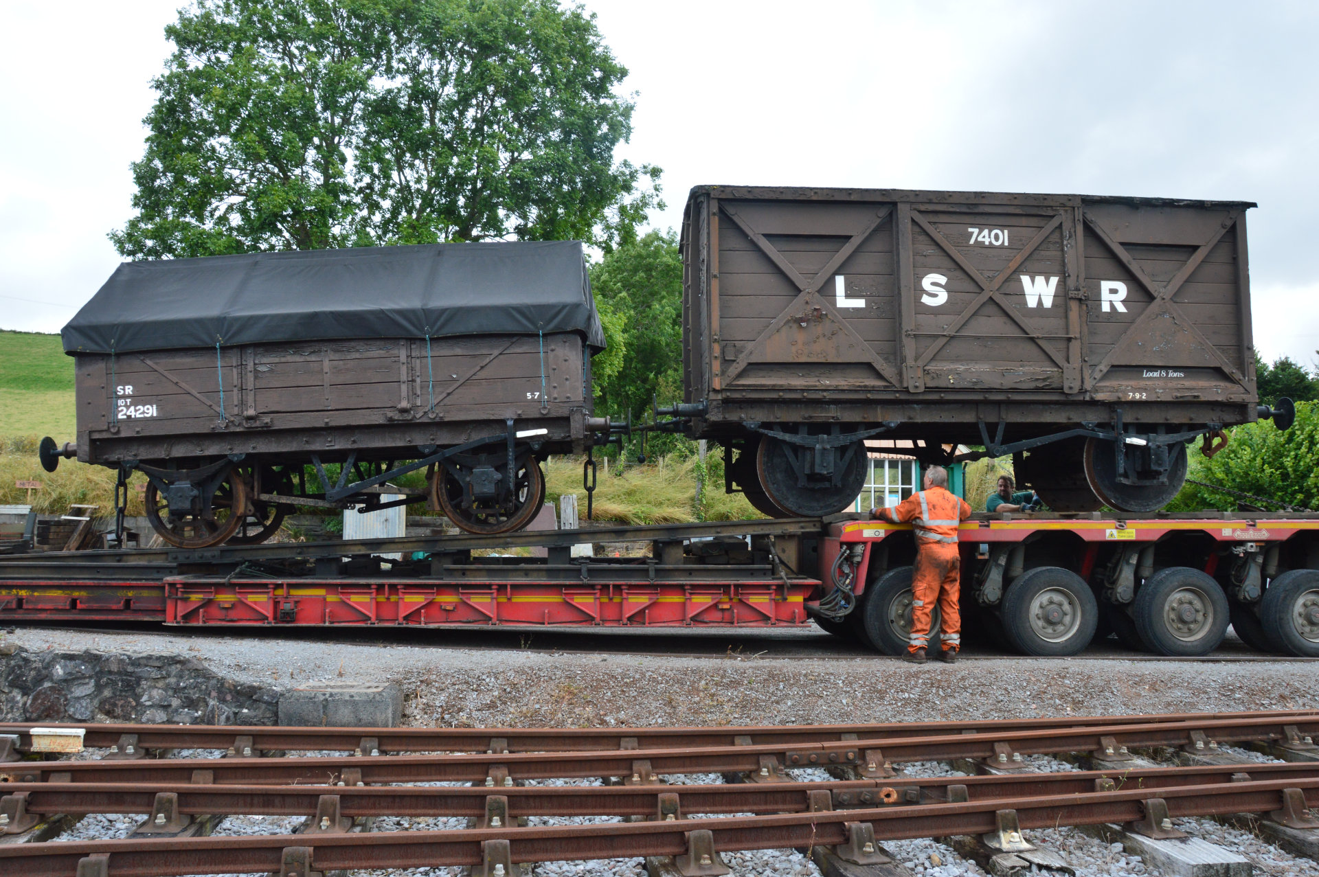 L&SWR van (SR 42XXX) and LB&SCR wagon 24291 at Washford