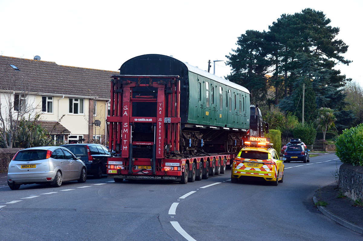 The BG coach leaving the Washford site down the A39