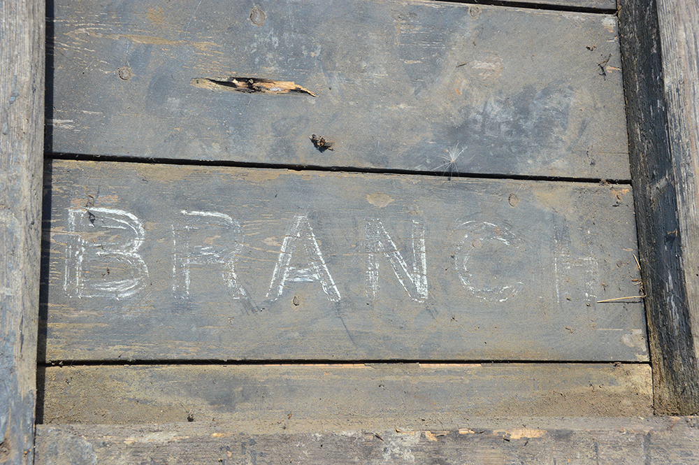 Wells brake van section showing original lettering: 'BRANCH''
