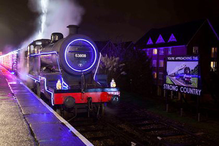 53808 at press launch of Watercress Line's 2022 Steam Illuminations