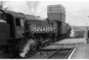 Evercreech Junction; 75073 & 92220 'Evening Star' on Bristol-Bournemouth service, 18-08-62 (2); G A Richardson