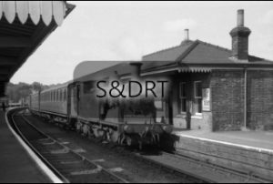 Wimborne; 30104 entering station with passenger service; G A Richardson