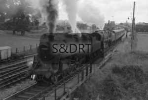 Evercreech Junction; 75009 & 92245 on Up 'Pines Express', summer 1962; G A Richardson