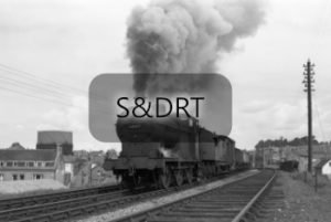 Blandford; 44557 leaving Blandford with Down goods service, 1960; G A Richardson