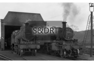 Templecombe; 40697 & 41296 outside Lower Yard engine shed, 1960 (1); G A Richardson