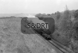 Cliff cutting; 73052 on Up passenger service, 1956; G A Richardson