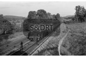 Shillingstone; 76027 approaching station with Up passenger service, 1962/3