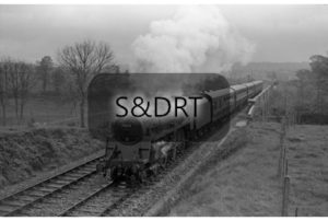 75073 at Bath Road viaduct with Up passenger service, Shepton Mallet; G A Richardson