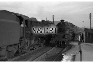 Shillingstone; 73054 & 75073 passing at station, 1962-4; G A Richardson