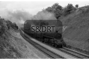 Chilcompton Tunnel; 75009 & 34045 'Ottery St. Mary' on Down through service, 1961-2; G A Richardson