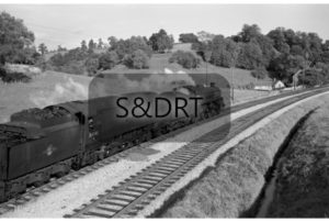 Wincanton; 75027 and 34041 'Wilton' on Liverpool-Bournemouth service, 18-08-62; G A Richardson