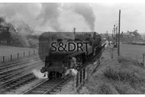Evercreech Junction; 75002 & 34046 'Braunton' on Sheffield portion of 'Pines Express', 09-61; G A Richardson