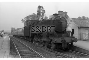 Shillingstone; 45102 on three-carriage Up passenger service (2) - awaiting Down service, 1963; G A Richardson