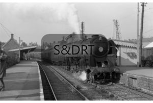 Blandford; 92209 arriving on South Western Rambler railtour, 08-03-64; G A Richardson