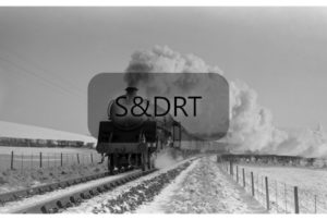 France Farm; 73054 on Up 'Pines Express' in snow, 1961-2; G A Richardson