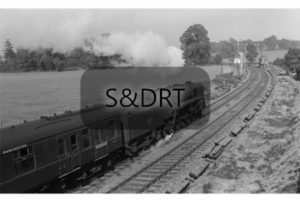 Corfe Mullen Junction; 92001 on Down 'Pines Express' on relaid track, 1961-2; G A Richardson