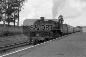 Shillingstone; 73051 at platform on Down 555 service, 1956; G A Richardson