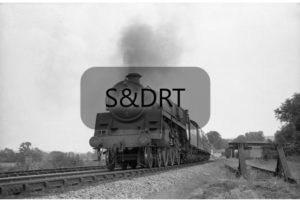Shillingstone; 73051 leaving station with Up passenger service - note Trap Points indicator, 1959; G A Richardson