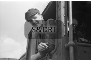 Peter Smith looking out from the footplate; G A Richardson