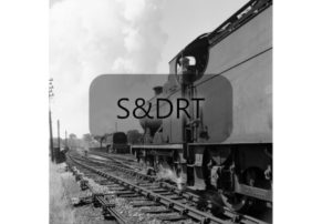 Blandford; 44417 departing with Down goods service, 34041 'Wilton' with Up passenger; G A Richardson