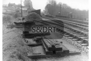 Midsomer Norton South; view from colliery siding past platelayers' area, 1962