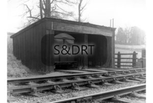 Midsomer Norton South; platelayers' trolley shed and petrol trolley, 1962